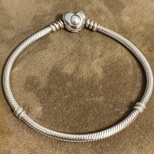 Pandora Sterling Silver 925 Heart Charm Bracelet 7.5"